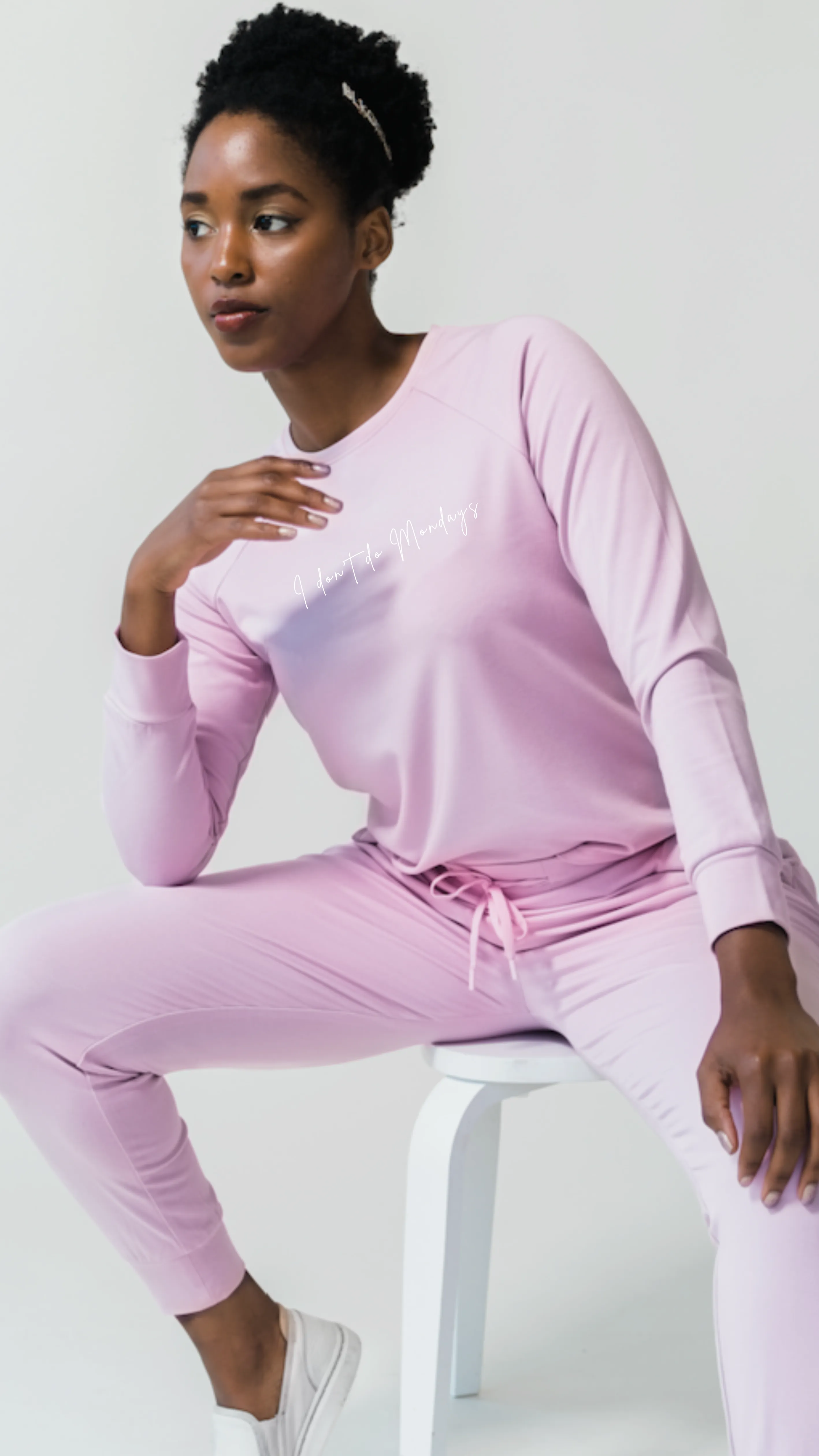 Women's Plain Bamboo Jogger & Pullover Set -Burgundy