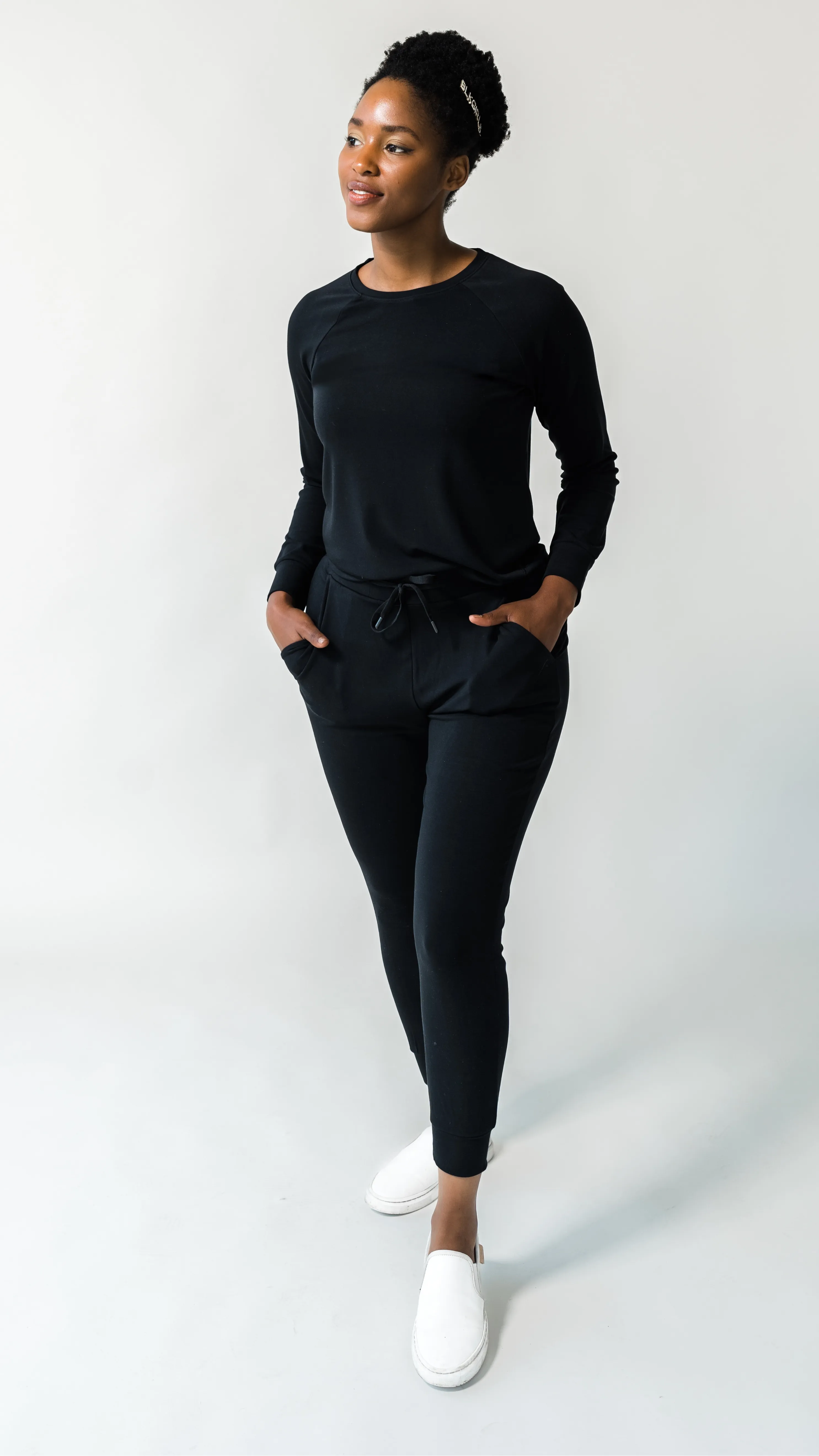 Women's Plain Bamboo Jogger & Pullover Set -Burgundy