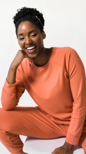 Women's Plain Bamboo Pullover-Orange