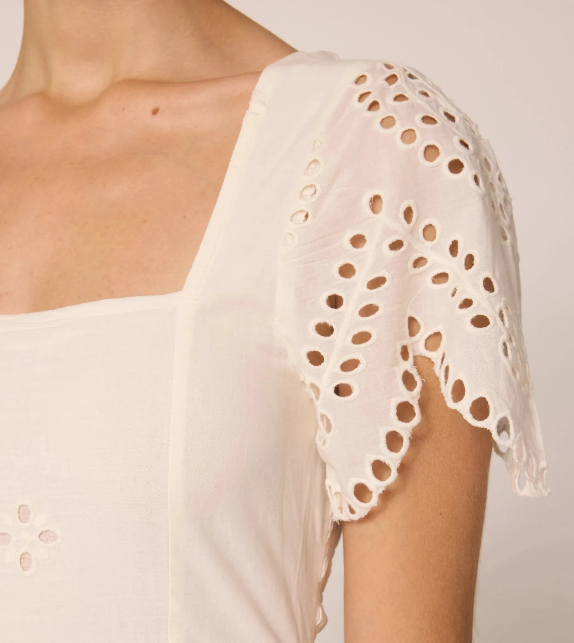 Yesenia Midi Dress in Ivory Eyelet by Cleobella
