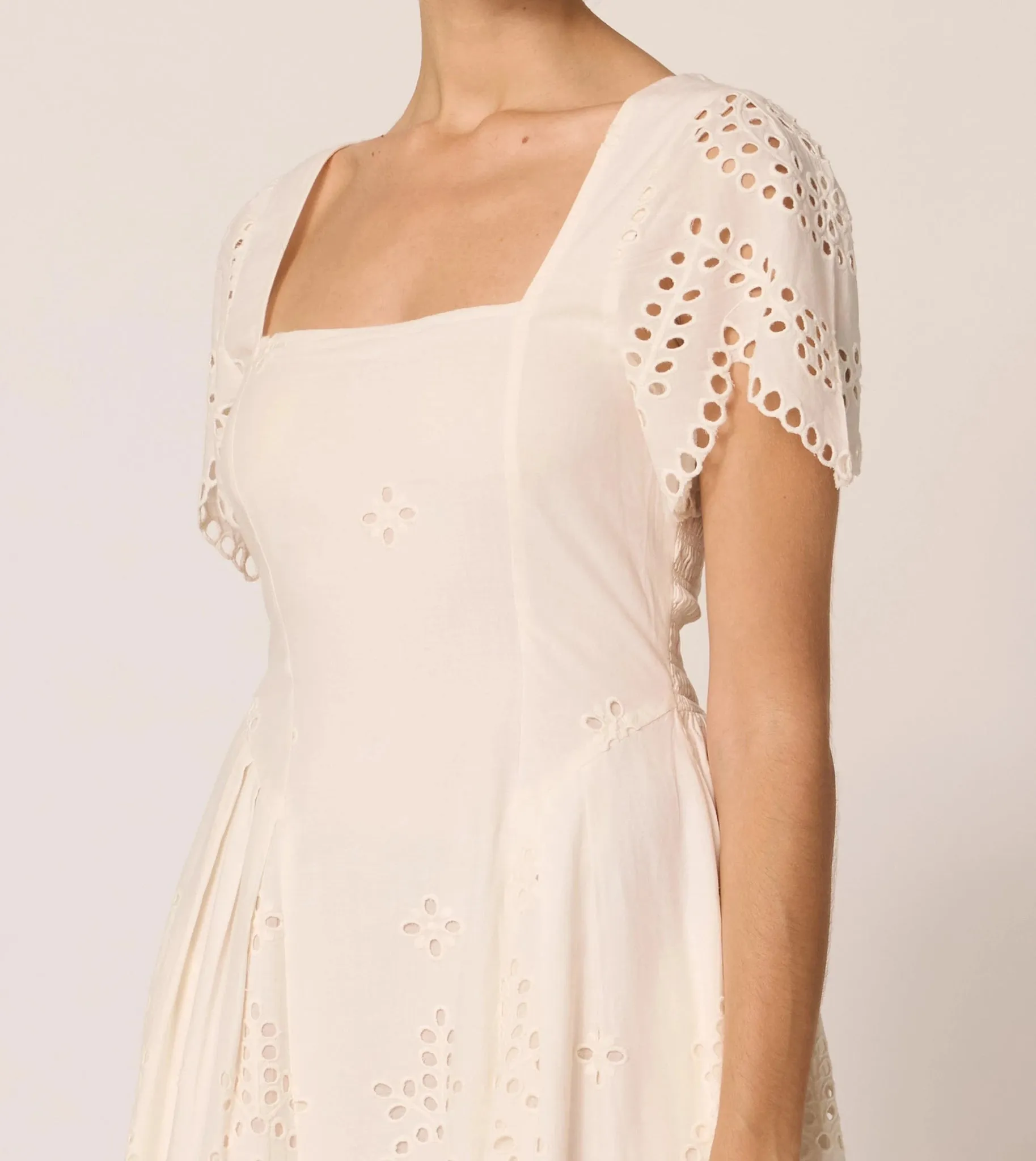 Yesenia Midi Dress in Ivory Eyelet by Cleobella