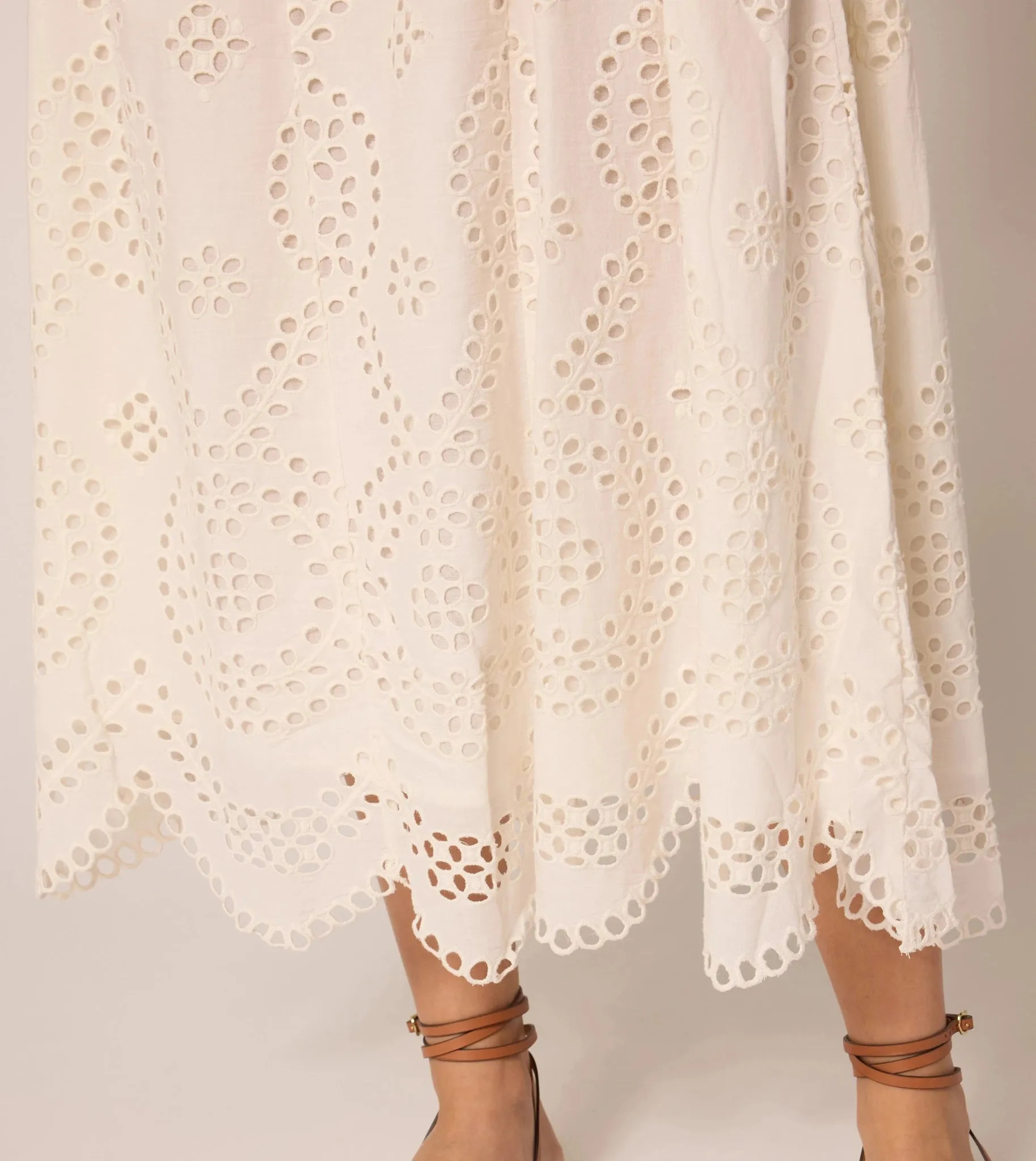 Yesenia Midi Dress in Ivory Eyelet by Cleobella